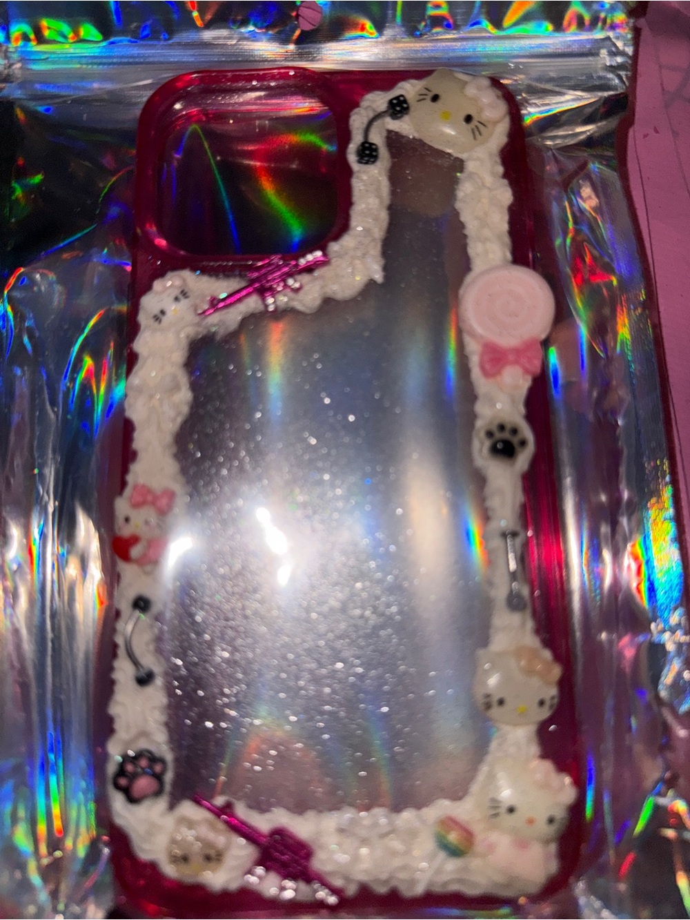 Hello Kitty Pink Clear Decorative Phone Case 13 pro max